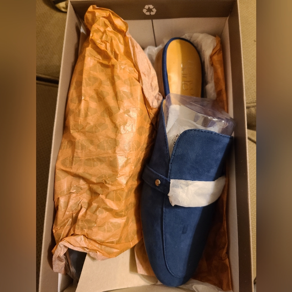 Navy Suede Slides